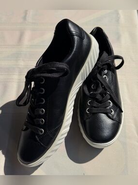 ARA a-round Black Leather Sneakers UK 4 EU 37 Womens 6.5/7 NWT Comfort Shoes